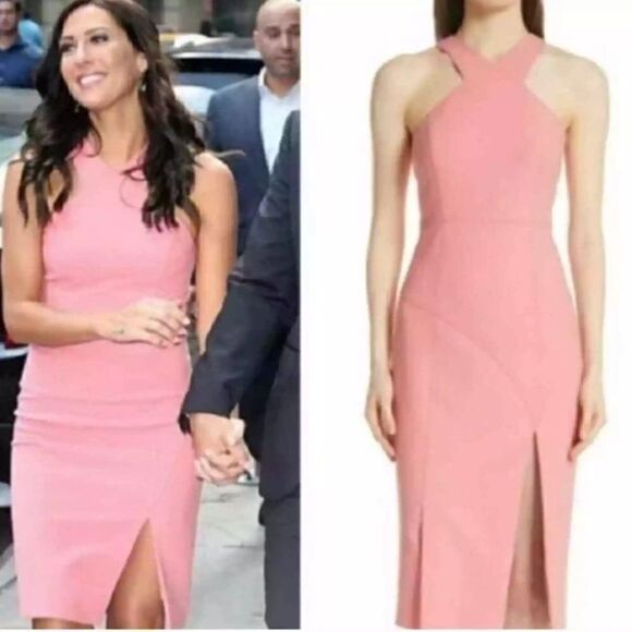 Cinq a Sept Melina Halter Cutaway Midi Pink Dress Size 0 - Picture 1 of 13